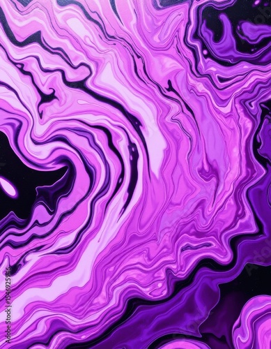 Abstract Purple and Black Marble Texture Fluid Acrylic Painting