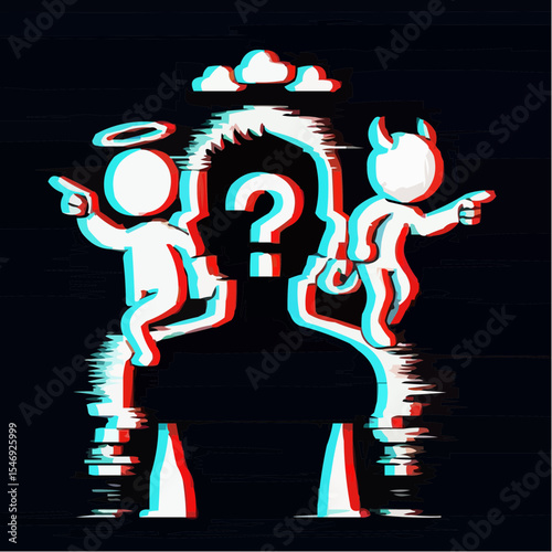
little devil and little angel competing to convince a person 88