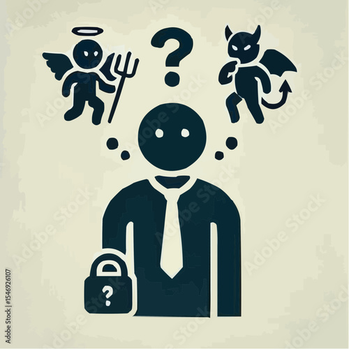 
little devil and little angel competing to convince a person 65