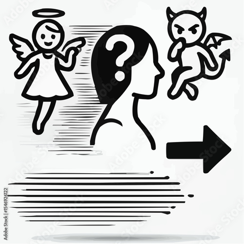 
little devil and little angel competing to convince a person 63