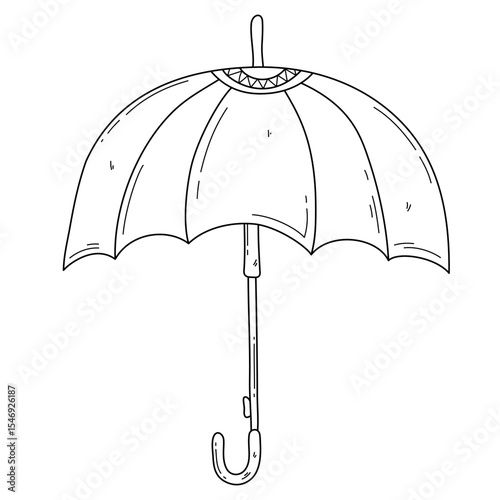 Open umbrella doodle illustration. Hand drawn simple editable stroke element isolated on a white background