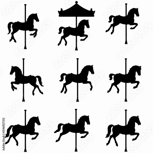 Carousel Horses Silhouette Merry Go Round Classic