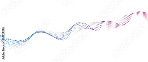 Flowing Dot Wave halftone gradient pattern on transparent background	
