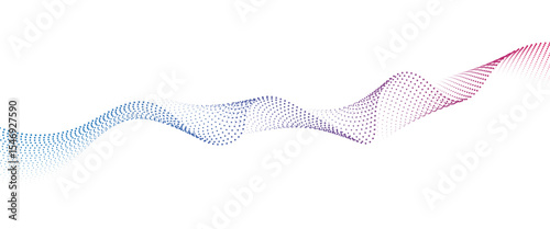 Flowing Dot Wave halftone gradient pattern on transparent background	
