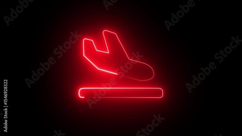 Glowing neon airplane icon abstract. Airplane transport symbol.