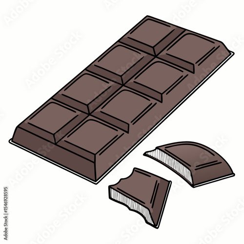 Sweet Dessert Chocolate Block Graphic, Cocoa Indulgence Sketch for Food Design, Confectionery and Sweetness Illustration