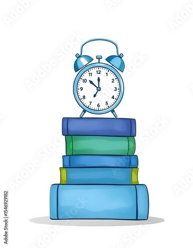alarm clock and books