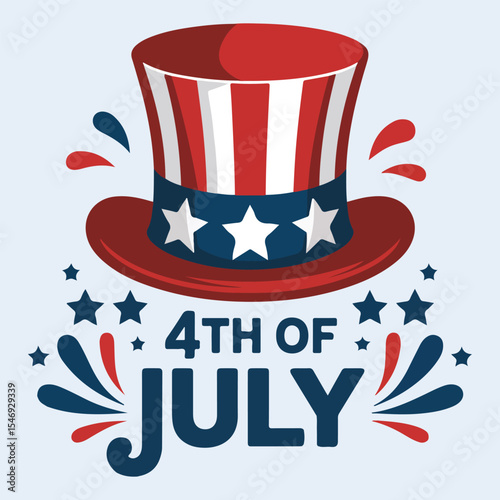 4th of July Vector Design with Statue of Liberty, Fireworks, and American Flag Elements – Independence Day Illustration