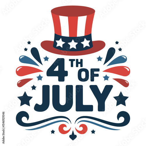 4th of July Vector Design with Statue of Liberty, Fireworks, and American Flag Elements – Independence Day Illustration