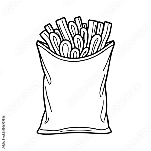A bag overflowing with curly and straight fries