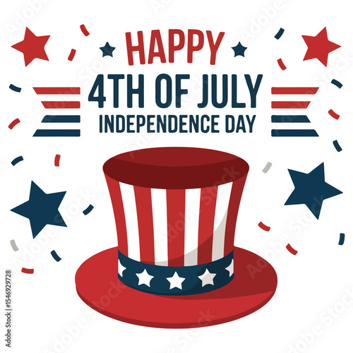 4th of July Vector Design with Statue of Liberty, Fireworks, and American Flag Elements – Independence Day Illustration