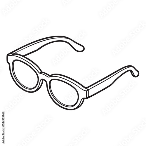 Outline drawing of glasses with thick black lines showing lenses  frames against a white background