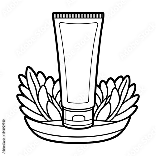 Outlined tube on a lotusstyle base with petallike accents