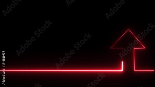 Neon arrow doing direction information animation on black background. Abstract dynamic neon arrow icon animation background