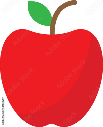 A vibrant, delicious red apple, freshly picked, with a perfect green leaf and brown stem. A simple yet striking image, representing health and nature.