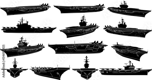 Aircraft Carrier Silhouette Vector Illustration Bundle
