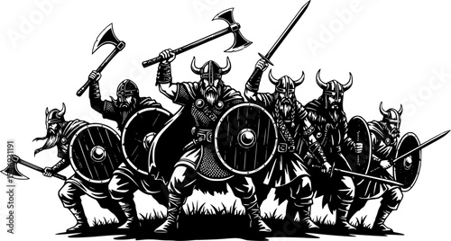 Vikings Silhouette Black Clipart for Norse and Warrior Designs
