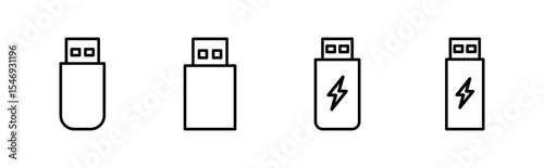 Usb icon set. Flash disk icon vector