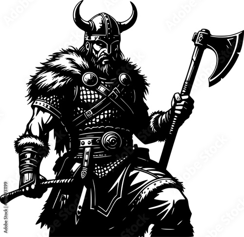 Vikings Silhouette Black Clipart for Norse and Warrior Designs
