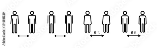 Social distance icon set. social distancing icon. self quarantine sign