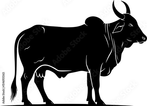 Indian Cow Silhouette Vector Illustration Design
