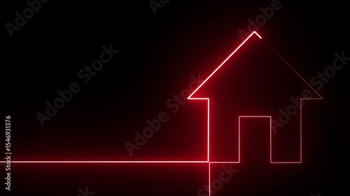 Home icon house sign glowing neon lights seamless loop animation