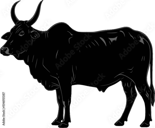 Indian Cow Silhouette Vector Illustration Design

