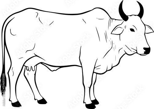 Indian Cow Silhouette Vector Illustration Design
