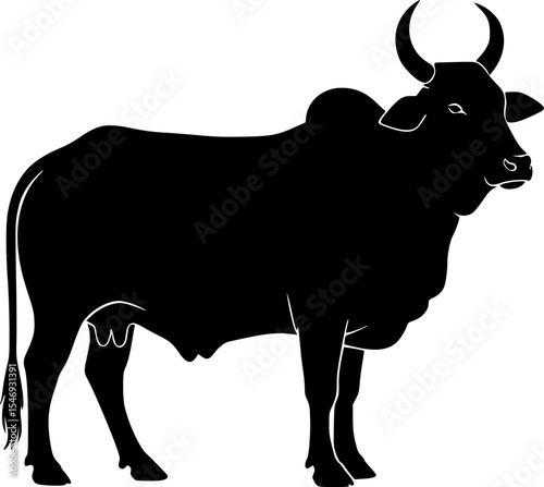 Indian Cow Silhouette Vector Illustration Design
