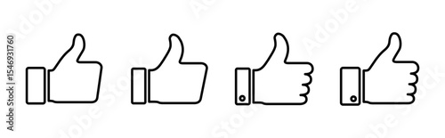 Thumbs up icon set. Hand like. Like icon vector.
