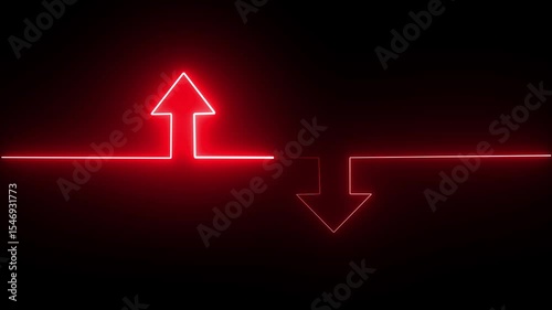 Neon line icon and up down arrow isolated on transparent black background. abstract glowing dynamic neon arrow icon animation .sign icon and up down arrow isolated on transparent 