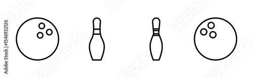 Bowling icon set. bowling ball and pin icon. bowling pins