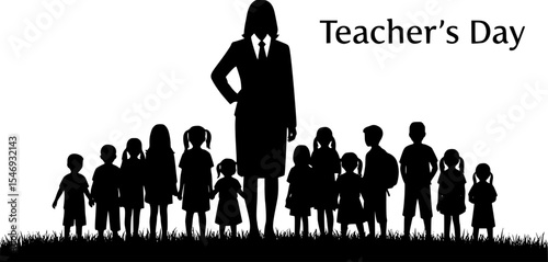 Teacher's Day Silhouette Vector Illustration
