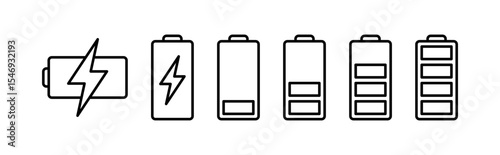 Battery icon set. battery charge level. battery charging icon