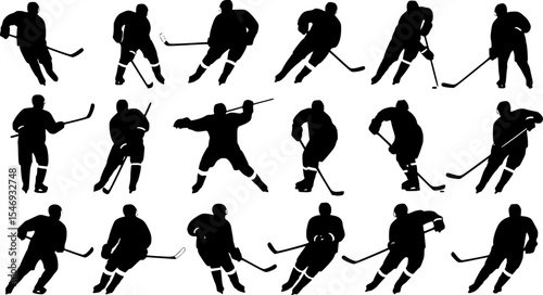 Ice hockey Player silhouette vector in illustration
