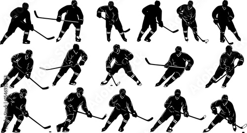 Ice hockey Player silhouette vector in illustration
