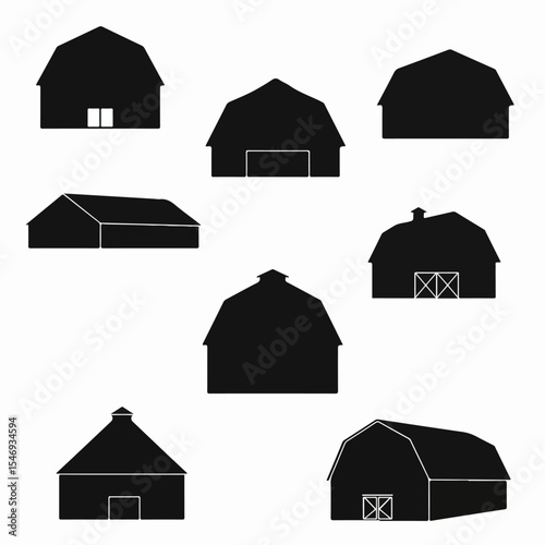 Barn silhouettes collection farm building outbuilding rural