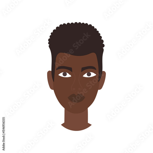 Dark skin woman. Female portrait Vector. Young adult illustration. Expressive face artwork.