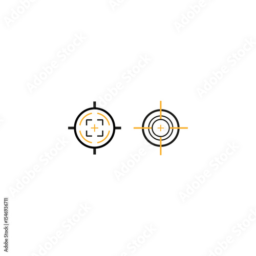 Target aim circles. Accuracy mark symbols. Precision point Vector. Shooting range icon.