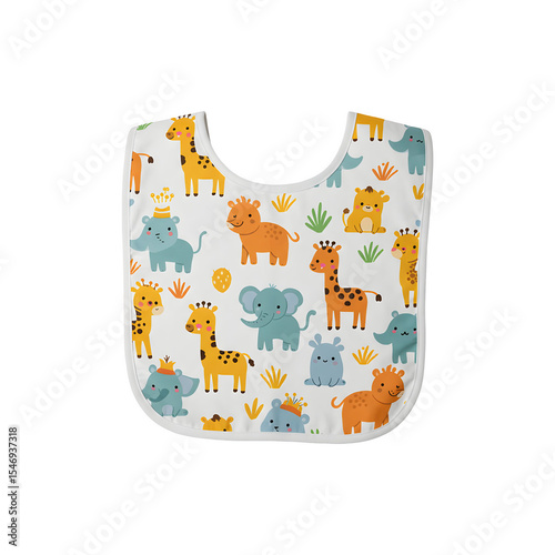 Colorful baby bib with animal patterns for toddlers and infants
