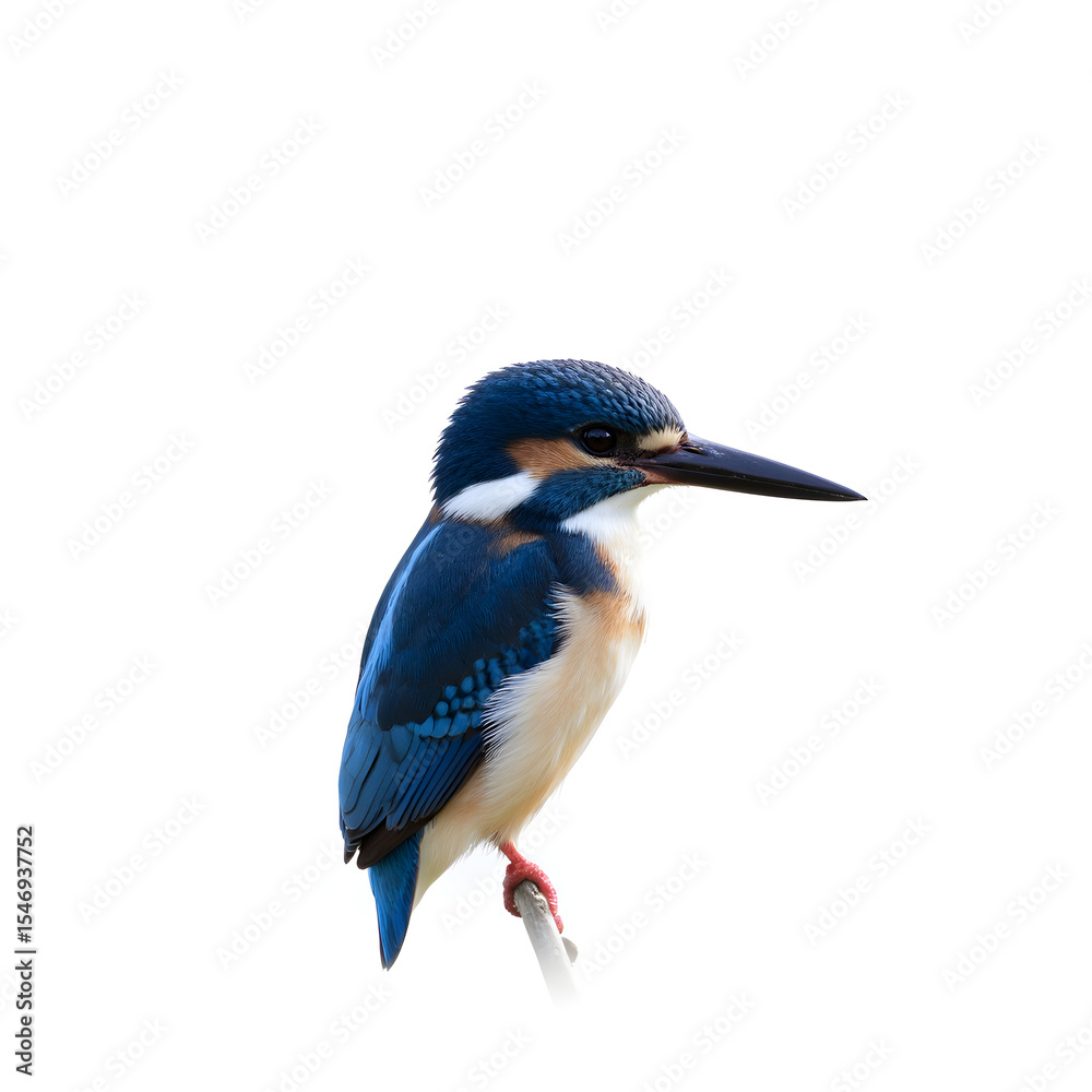 Obraz premium blue kingfisher, centered on a clean white background, detailed plumage, high contrast