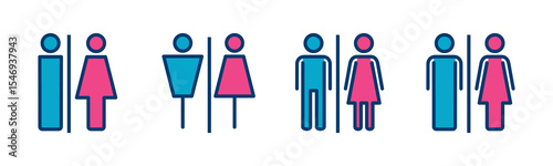Toilet icon vector isolated on white background. Toilet sign. Man and woman restroom sign vector. Male and female icon