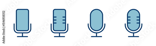 Microphone Icon vector isolated on white background. Mic sign. Karaoke microphone icon. Broadcast mic sign