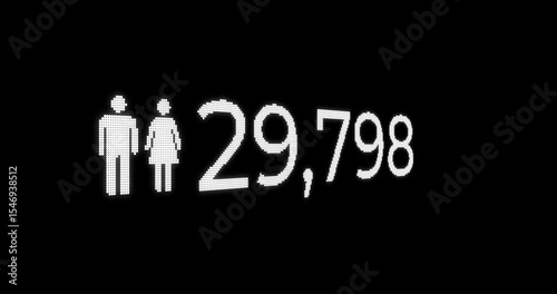User count increases from 0 to 1,000,000 with a man and woman icon counting people on web platforms on a black background