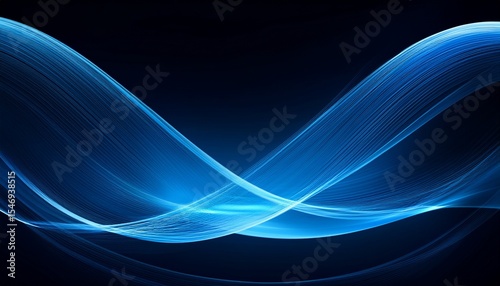 abstract light blue curve graphic on dark background copy space composition