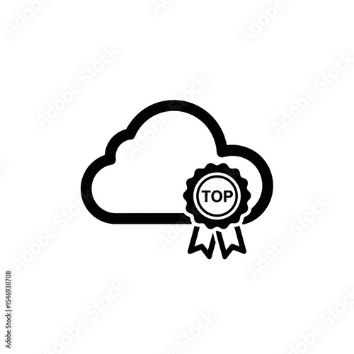 Cloud computing icon with top badge symbolizing excellence