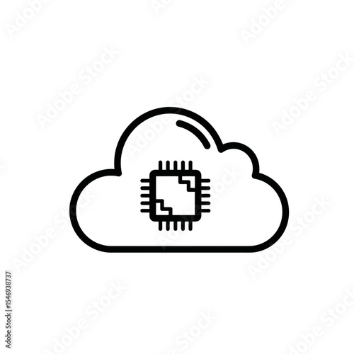 Cloud computing icon with microchip design