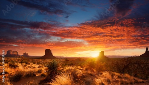 native american land stylised wild west sunset landscape with breathtaking clouds