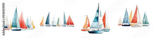 A vibrant sailing regatta with colorful boats and yachts on the open sea