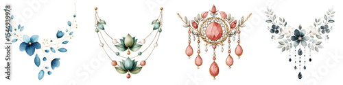 Elegant floral ornaments and jewelry arrangements